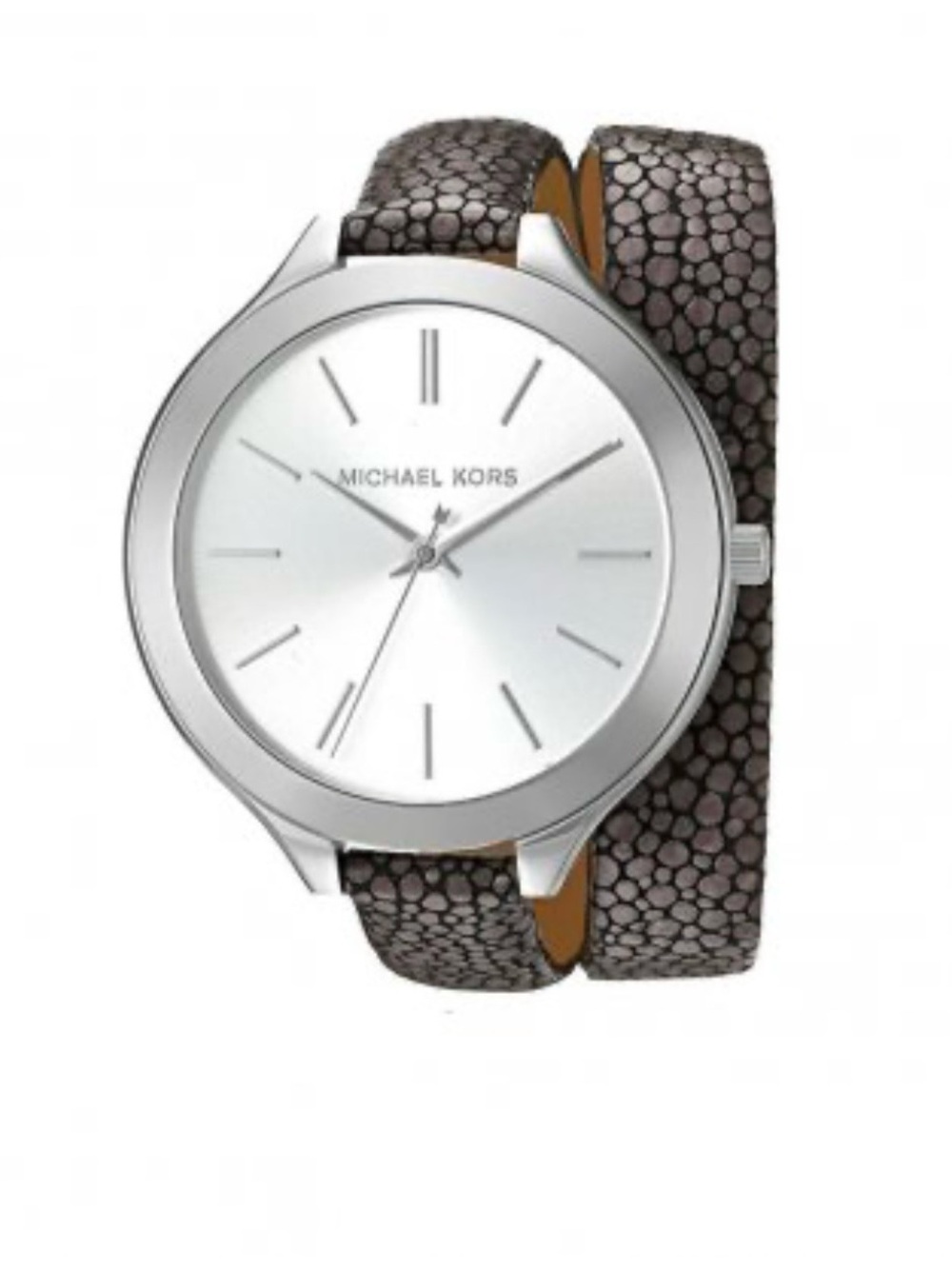Michael Kors Silver Dial Watch with Textured Wrap Strap